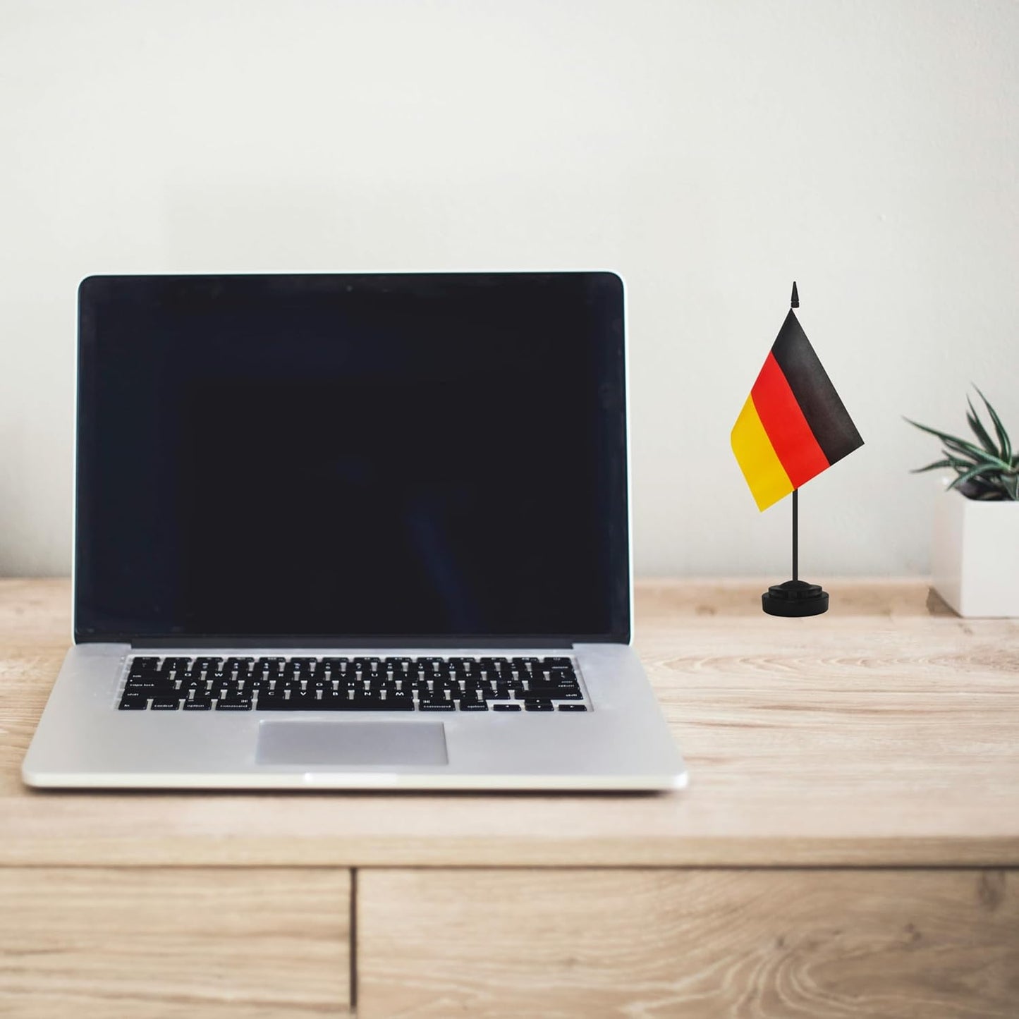 2 Pack Germany Desk Flag Set, German Desktop Small Miniature Table Office Flag with 12" Black Pole and Black Base, Offices, Classroom, Home, Festival Decoration (Germany)