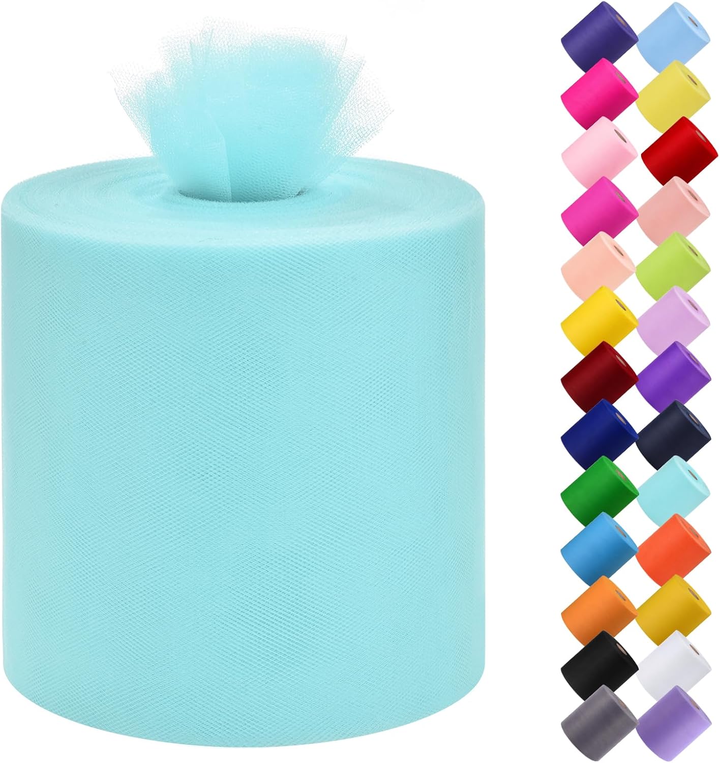 Tulle Fabric Roll, 6” by 200 Yards (600FT) Tulle Organza Fabric Spool for DIY Tutu Skirt Baby Shower Decor Wedding Backdrop Crafts Birthday Party Supplies (Turquoise)