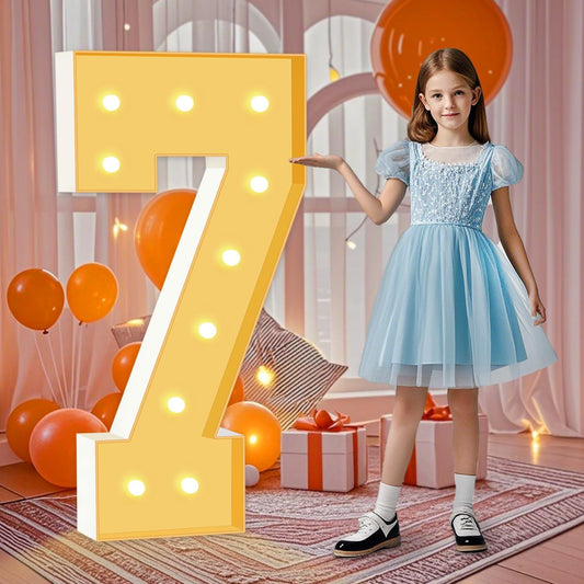 4FT Marquee Light Up Numbers 7, Warm White Marquee Numbers for 17th 70th Birthday Party Decor, LED Light Numbers for Graduation, Wedding, Engagement, Holiday Party Backdrop Arch Decoration