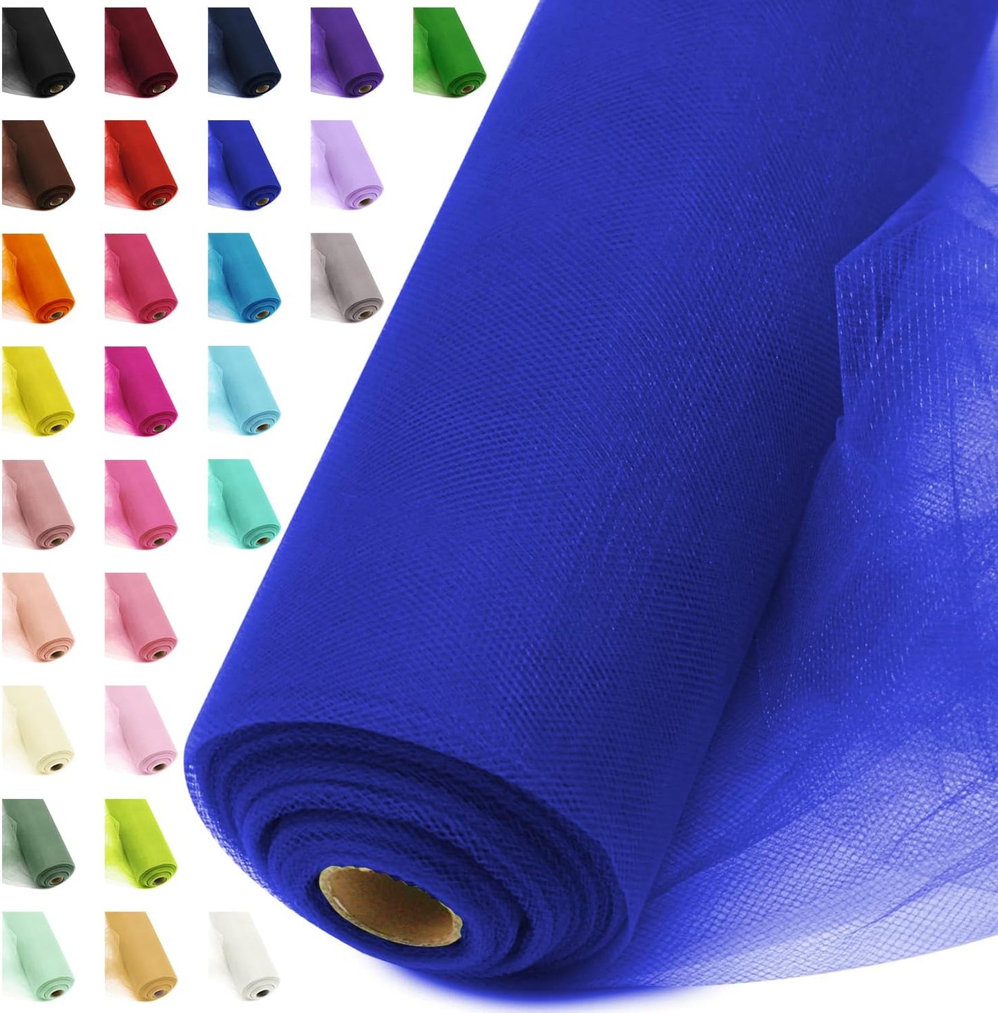 54" by 20 Yards Royal Blue Tulle Fabric Rolls - Tutu Spool Bolt for DIY Wedding Decoration, Baby Shower Tutu Skirt, Gift Wrapping - Large Matte Tulle, Roll Packaging