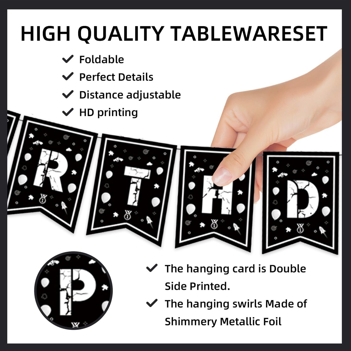 123pcs 13th Party Decorations,13th Silver Black Birthday Banner,Flags,Paper,cups,Straws,Forks,Cake Toppers,Dessert plates,Tablecloths and dinner plates,Officially a Teenager 13th Birthday Supplies