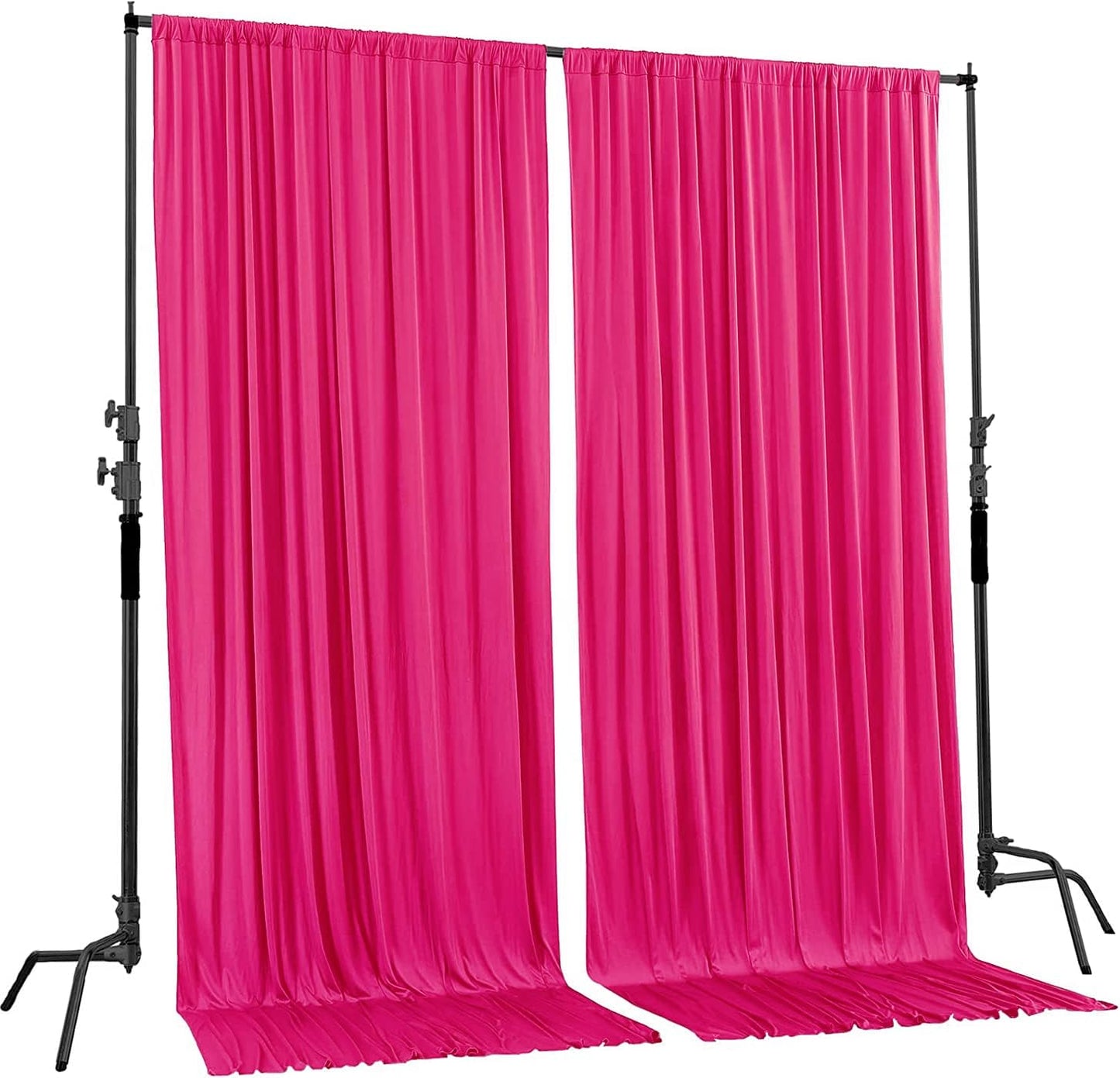 AK TRADING CO. 10 feet x 10 feet Polyester Backdrop Drapes Curtains Panels with Rod Pockets - Wedding Ceremony Party Home Window Decorations - Fuchsia