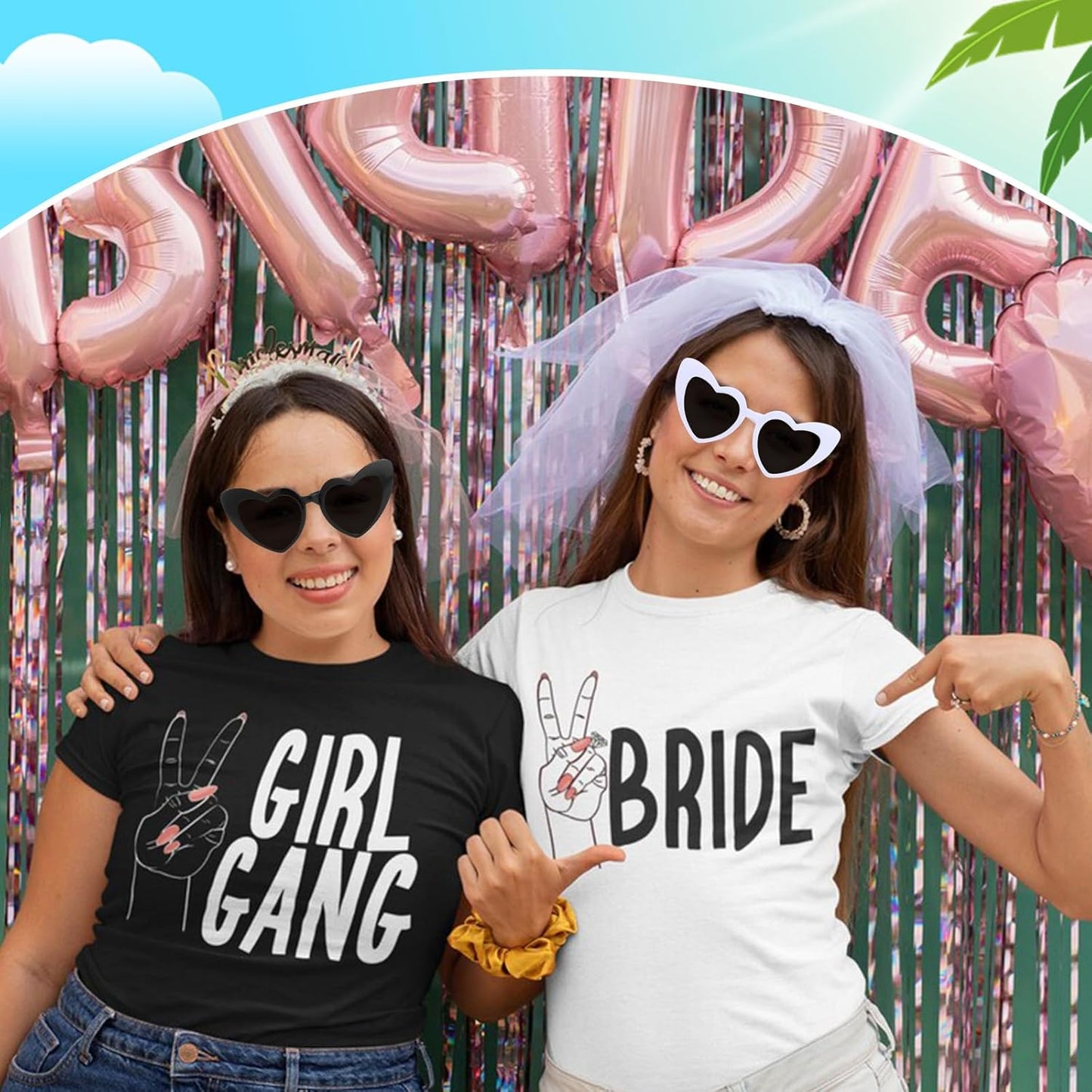 CIEHER Bachelorette Party Favors - White Black Heart Sunglasses for Bride Bridesmaid