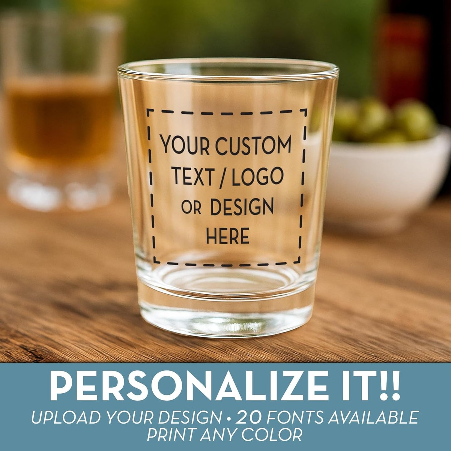 Custom Image Shot Glass 2.5oz, Personalized with Your Logo, Company Design, Picture, Text, Monogram, Customized Photo Printed Unique Gift For Coworkers