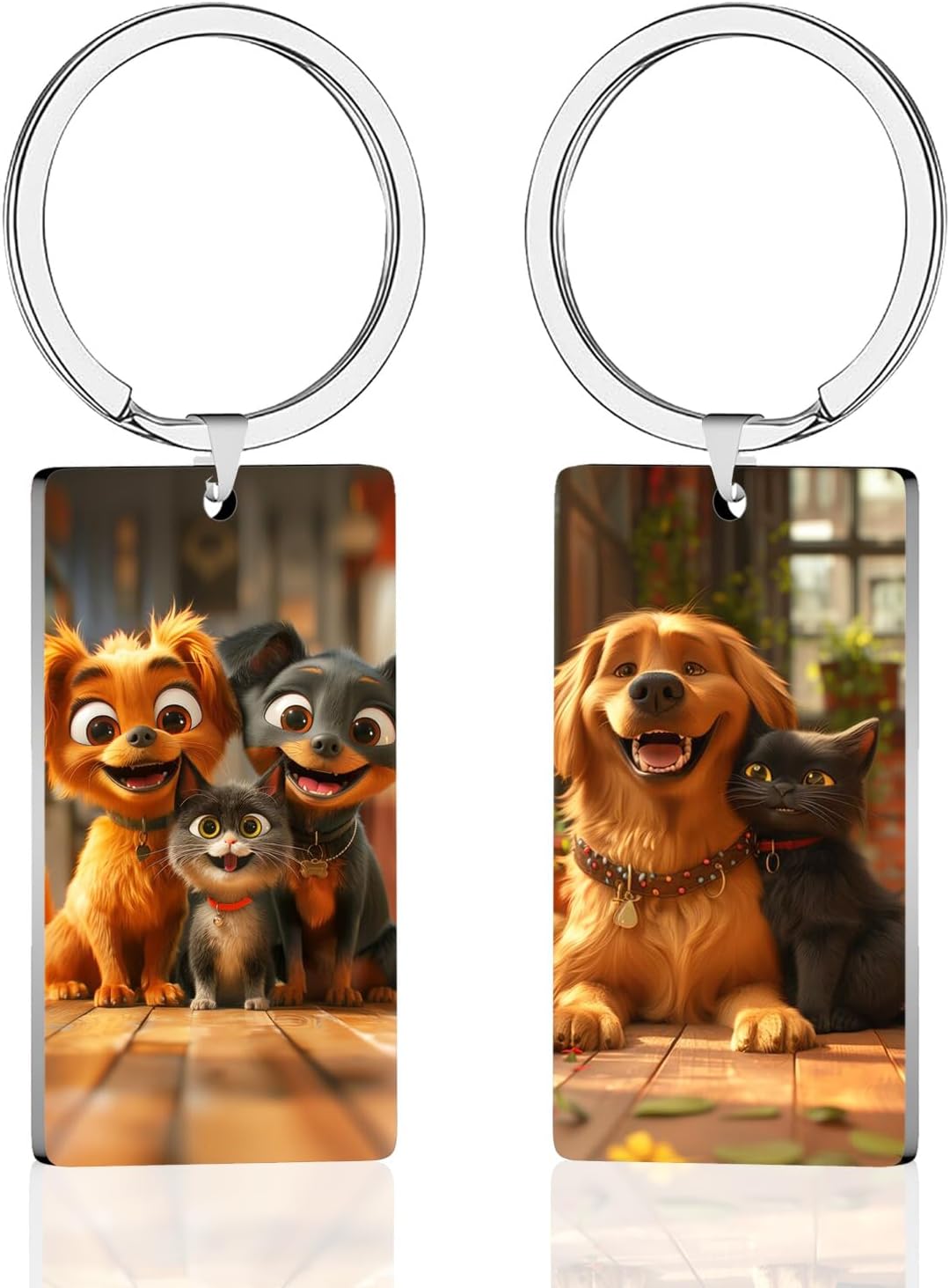 Custom Keychain with Picture, Personalized Keychain with Engraving Photo/Text for Dad, Mom