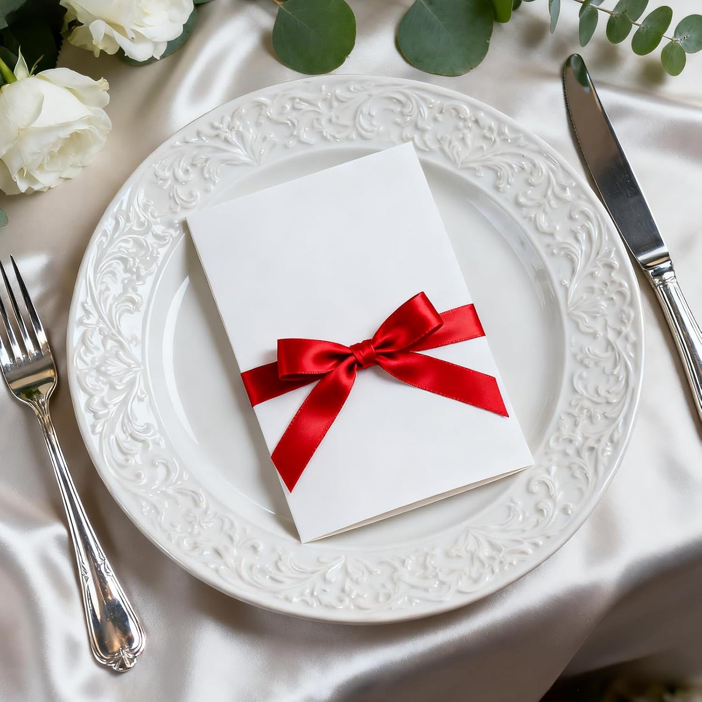 5/8 Inch 100 Yards Satin Ribbon Red, Solid Color Fabric Ribbon for Gift Wrapping, Wedding, Polyester Gift Ribbon for Birthday Party Decoration, Valentine's Day, Craft, Hair, Floral, Sewing