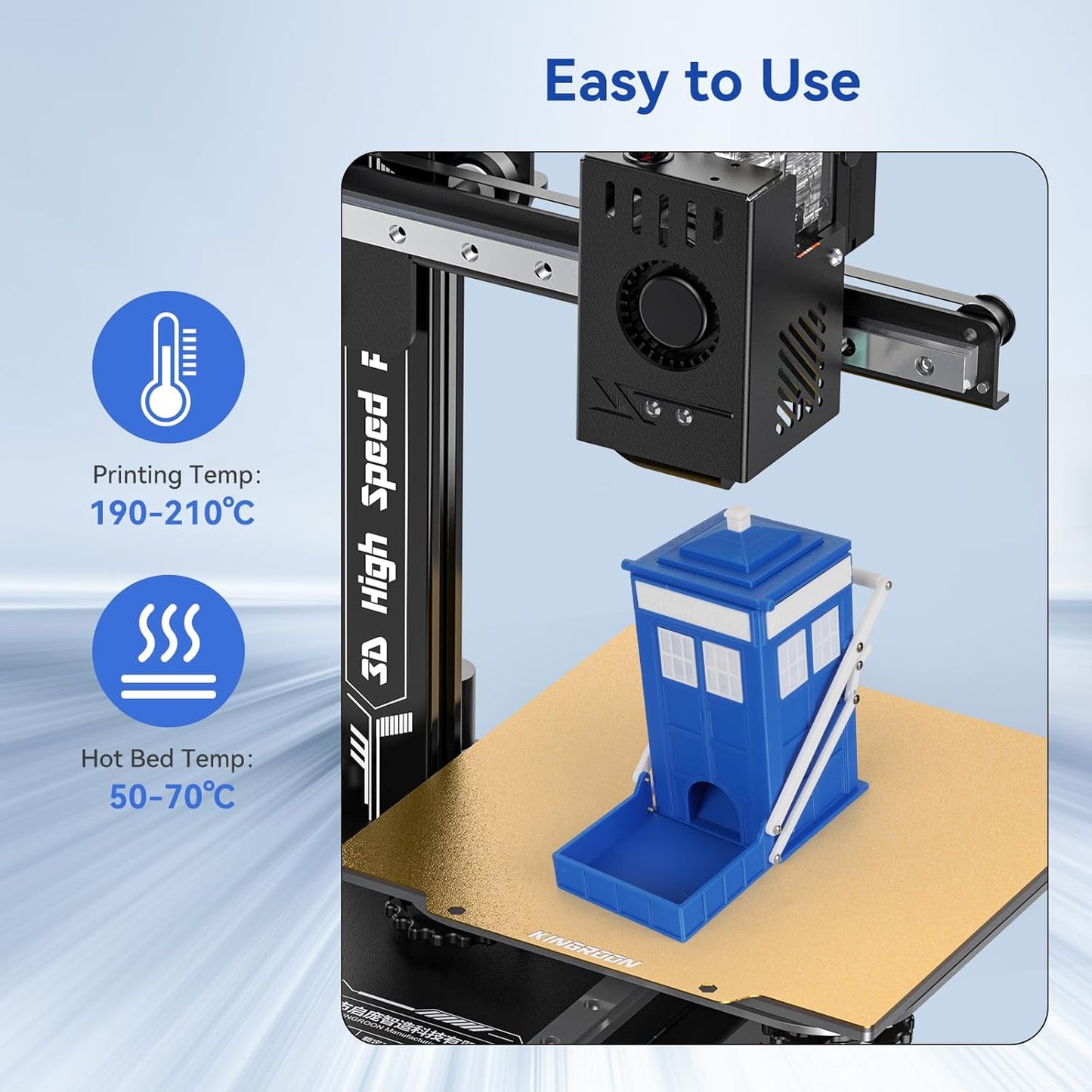 Kingroon PLA Filament 1.75mm 3D Printer Filament Blue Pla Filament 1kg Filament Dimensional Accuracy +/- 0.02mm, Fit Most FDM Printer,Light Blue