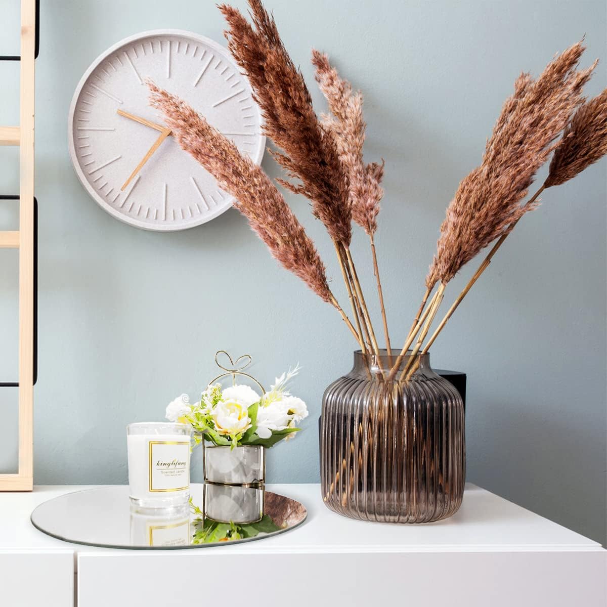 JAMBALAY 12" Round Mirror Centerpieces for Tables, Set of 12 Glass Mirror Table Centerpieces, Circle Glass Mirror Trays, Mirror Candle Plates for Wedding Decorations and Party