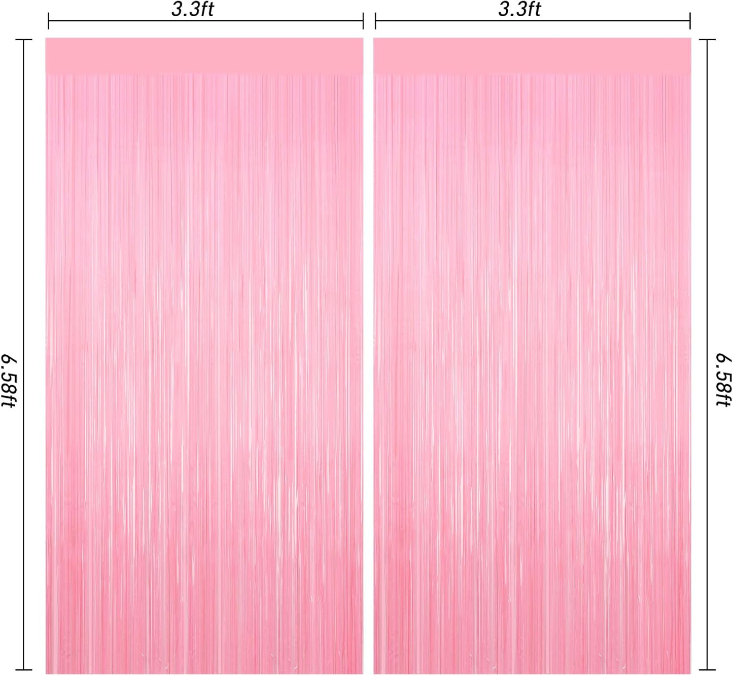 2Pack Foil Curtain Pastel Pink Backdrop Streamers Metallic Tinsel Fringe Curtains Photo Booth Props for Birthday Wedding Engagement Bachelorette Christmas Celebration Valentines Party Decorations