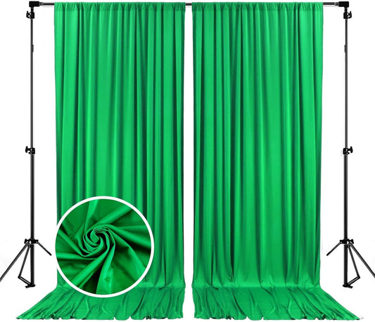 10 x 7 Feet Green Backdrop Curtain for Partie, Background Curtains for Photoshoot, Birthday, Wedding, Halloween, Thanksgiving, Christmas, New Year Party Decorations 5Ft x 7Ft, 2 Panels