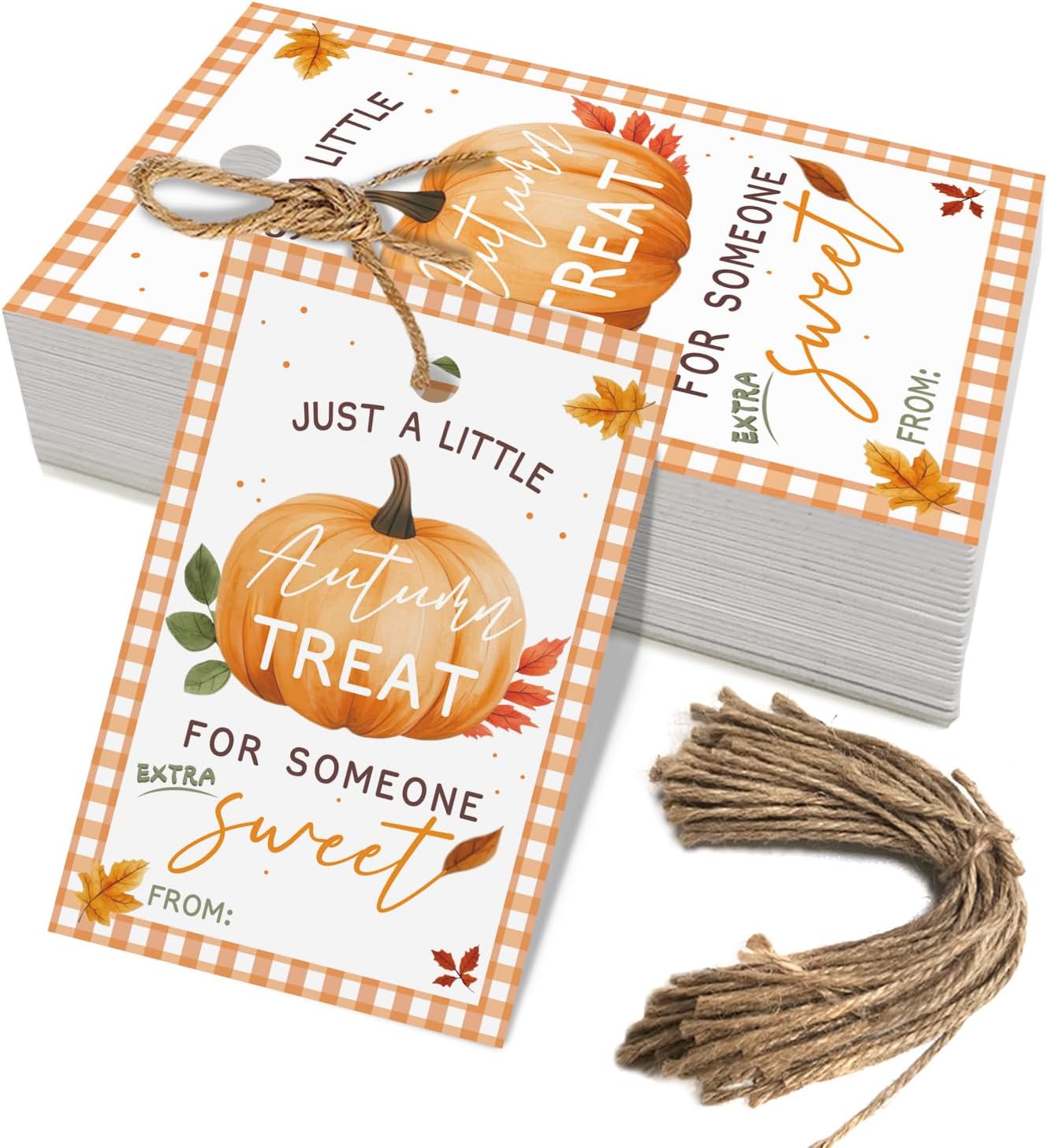 50pcs Thanksgiving Gift Tags with String, Autumn Pumpkin Thank You Tags for Birthday and Baby Shower Party Favors Decoration(Pumpkin)