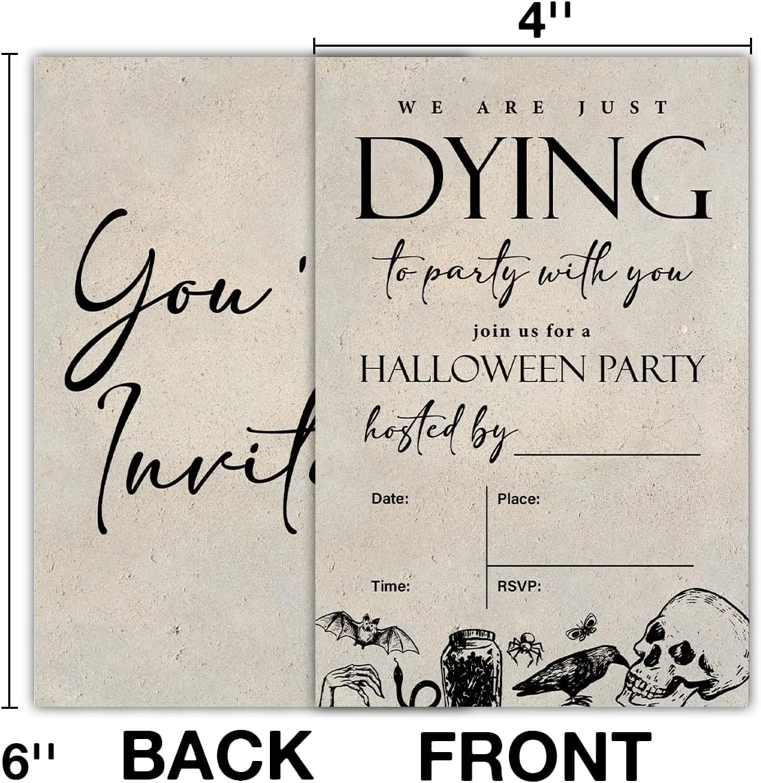 Vintage Halloween Party Invitations for Adults Skull Halloween Party Fill in Invites Cards With Envelopes (20 Count), Double Sided Design