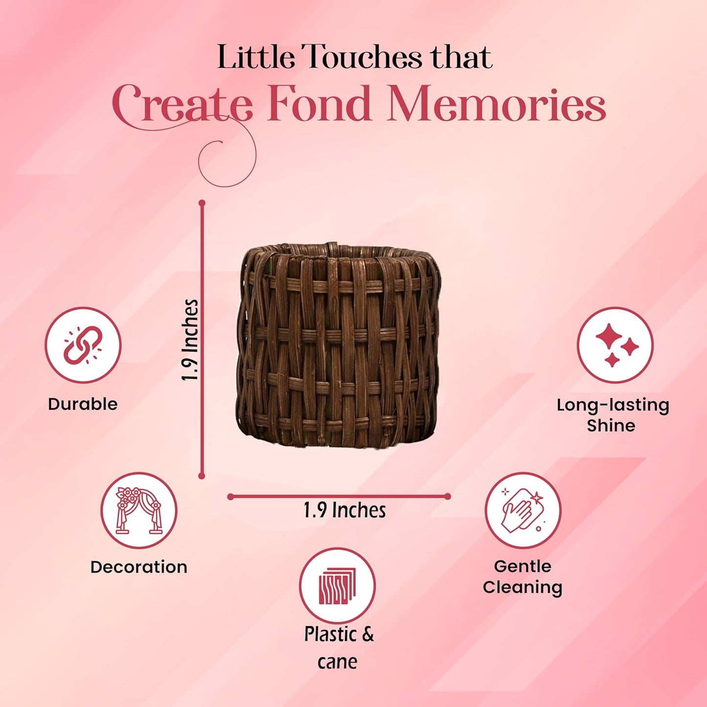 Woven Napkin Rings Set of 12, Handmade Cane Fall Napkin Rings Holders, Natural Napkin Buckles Holder Bulk for Farmhouse Wedding Thanksgiving Xmas Easter Table Décor (Brown) - CLEENTABLE