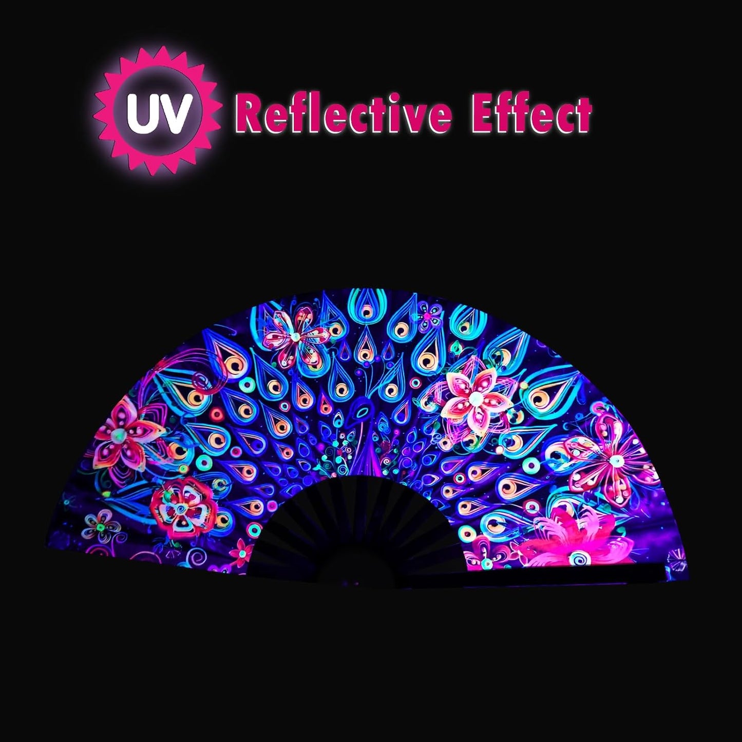 Boots on The Ground Fan, Large Folding Hand Fan for Women and Men, Popping Fans for Line Dancing for Raves, EDM, Dance Party, and Home Decoration