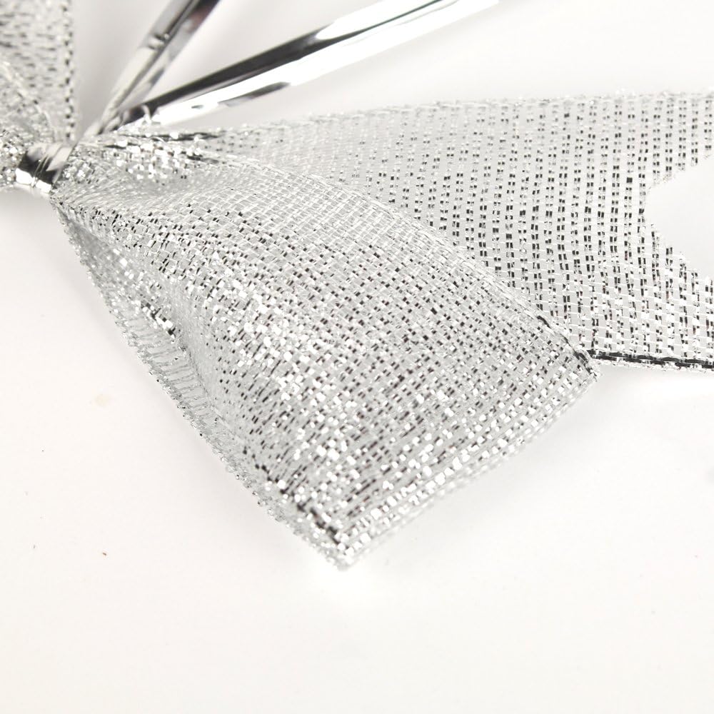 50pcs 3-1/2" Silver Twist Ties Metallic Silver Bows with Twist Tie Bows Fish Tail Cuttiog(Silver.)