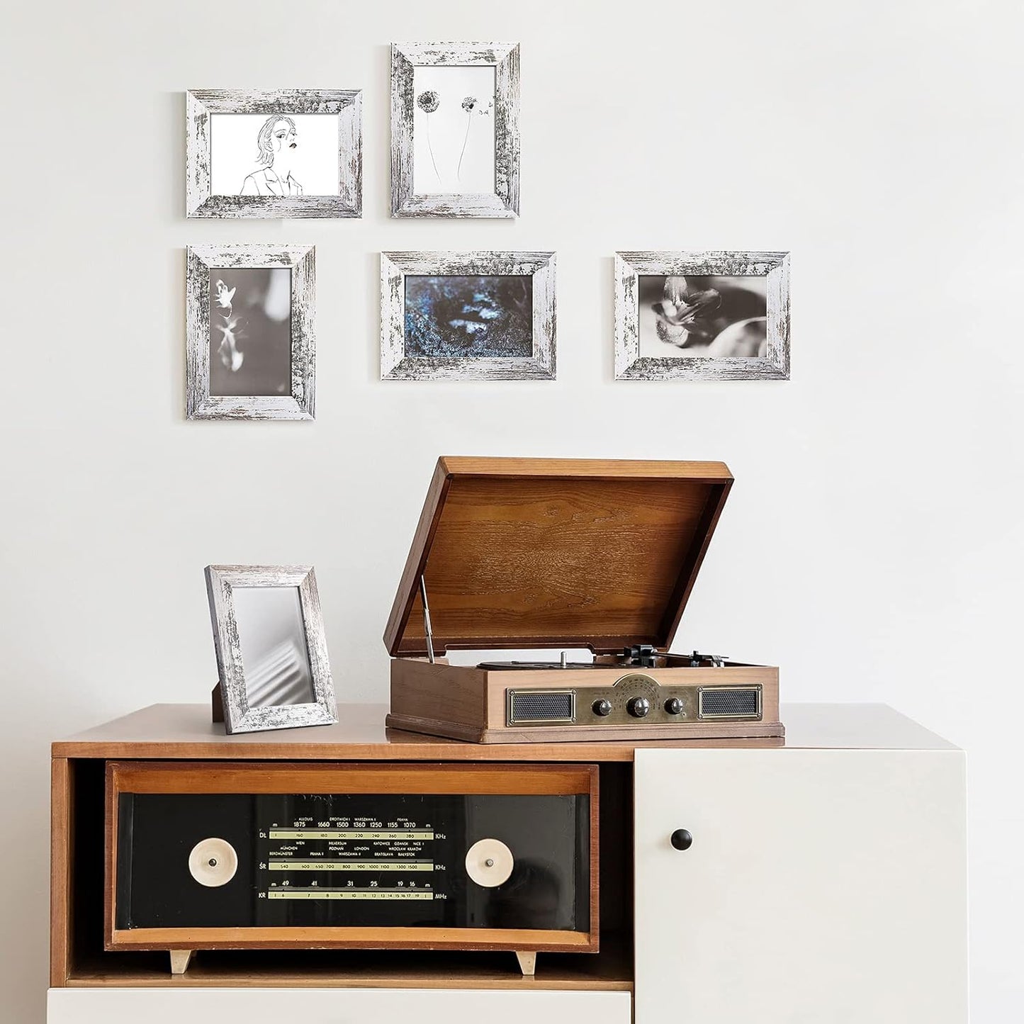 TWING 4 x 6 Rustic Picture Frames Set of 6, Farmehouse Photo Frame Collage For Wall Decor Mounting or Tabletop Display Distressed White, Ideal Gifts