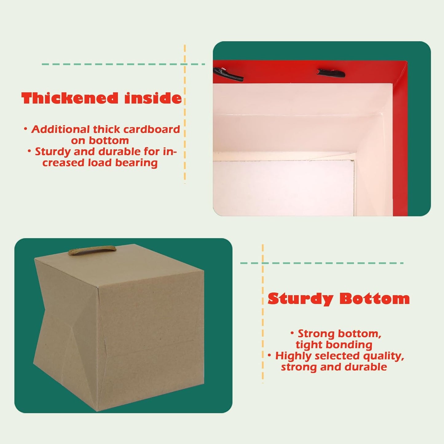 ADIDO EVA Kraft Brown Square Gift Bags Mini Small Size Square Bottom Paper Bags with Handles for Party Favor, Shopping Bag (4x4x4 In, 10 CT)