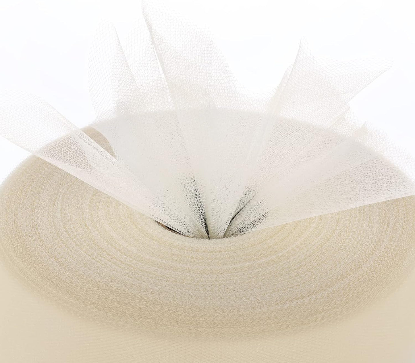 Tulle Fabric Roll, 6” by 200 Yards (600FT) Tulle Organza Fabric Spool for DIY Tutu Skirt Baby Shower Decor Wedding Backdrop Crafts Birthday Party Supplies (Ivory)