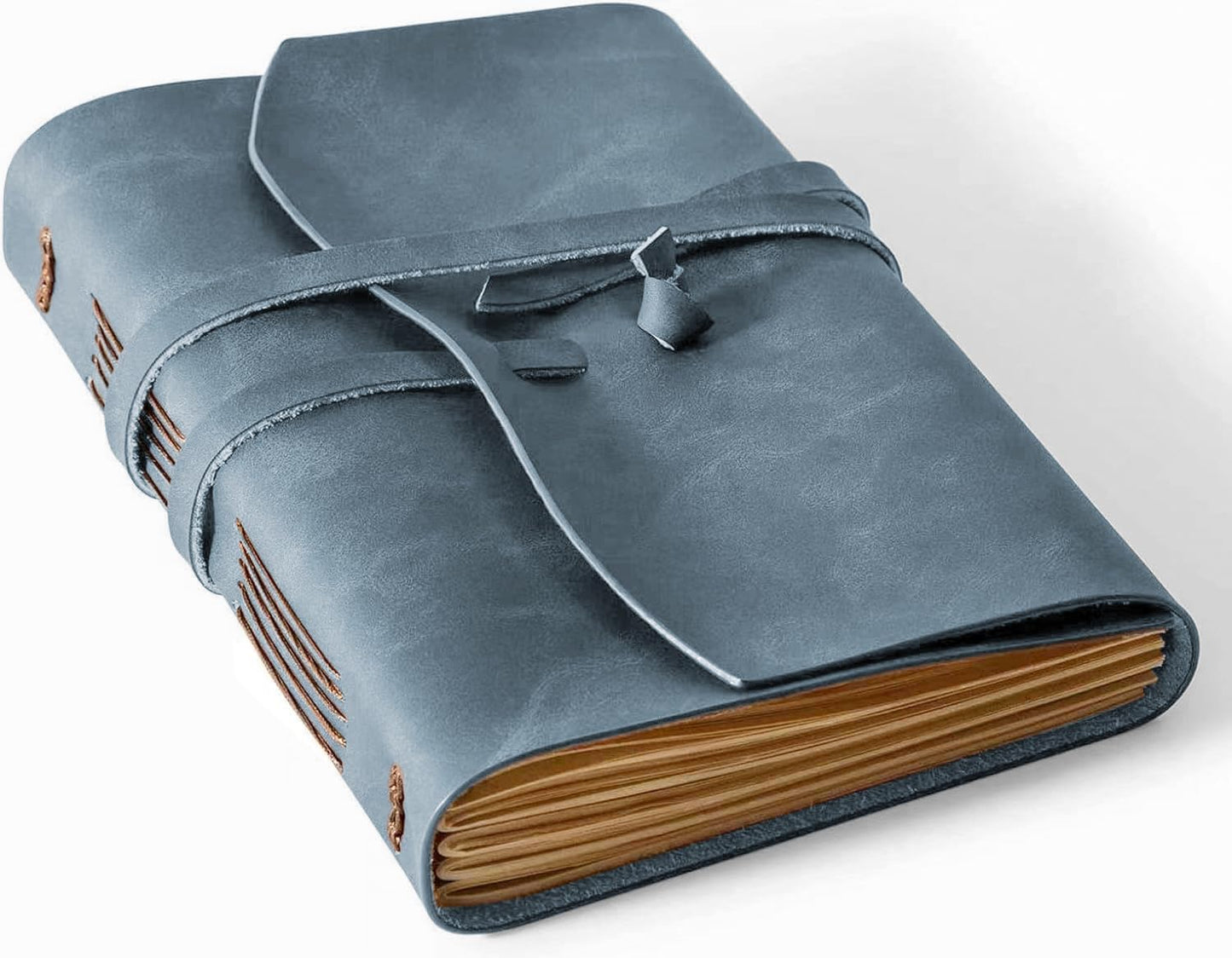 Genuine Leather Notebook - 5x7.1 Inch Vintage Journal for Writing, Travel, Artists, Women and Men - Blue