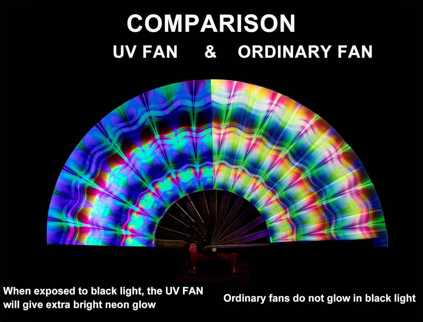 Amajiji Rave Folding Hand Fan Popping Fans for Line Dancing, Large Clacking Fans Clap Fan for Boots On The Ground Dance,Party,Decoration,Festival (Trippy)