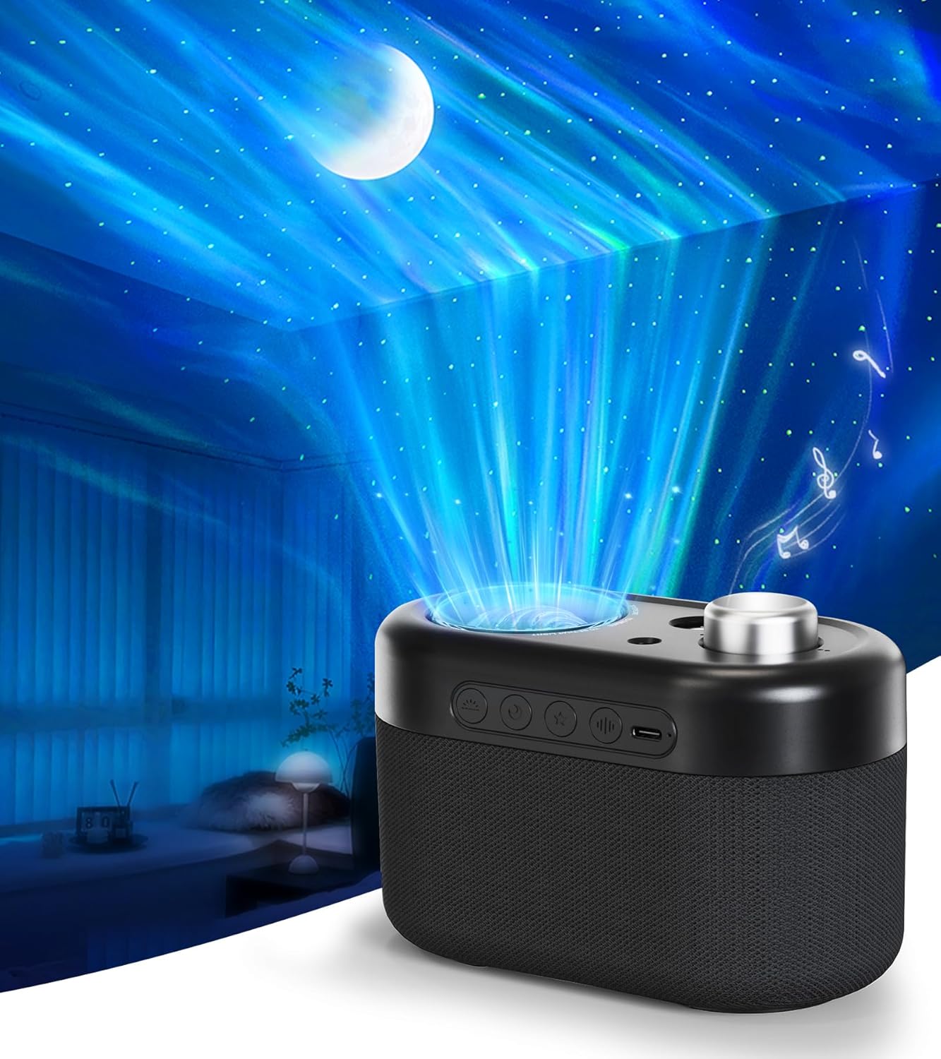 Northern Lights Projector, 7 Colors Galaxy Projector for Bedroom, LED Night Light Aurora Projector with Bluetooth Speaker, White Noise, Kids Night Light for Room Decor & Gift for Kids Birthday