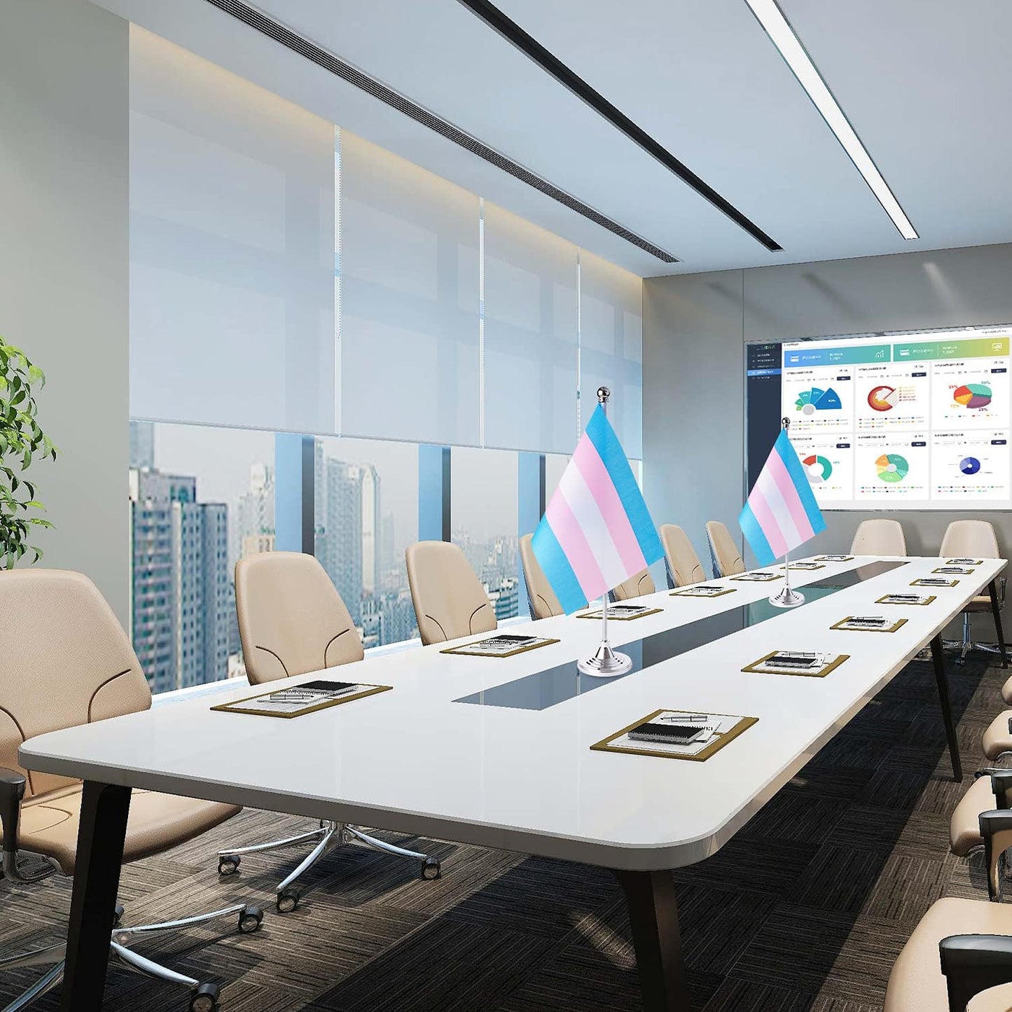 ZXvZYT 2 Pack Pride Rainbow Transgender flag Trans table flag,Small Mini LGBT Desk Flags With Stand Base,American Rainbow Mardi Gras Party Decorations Supplies