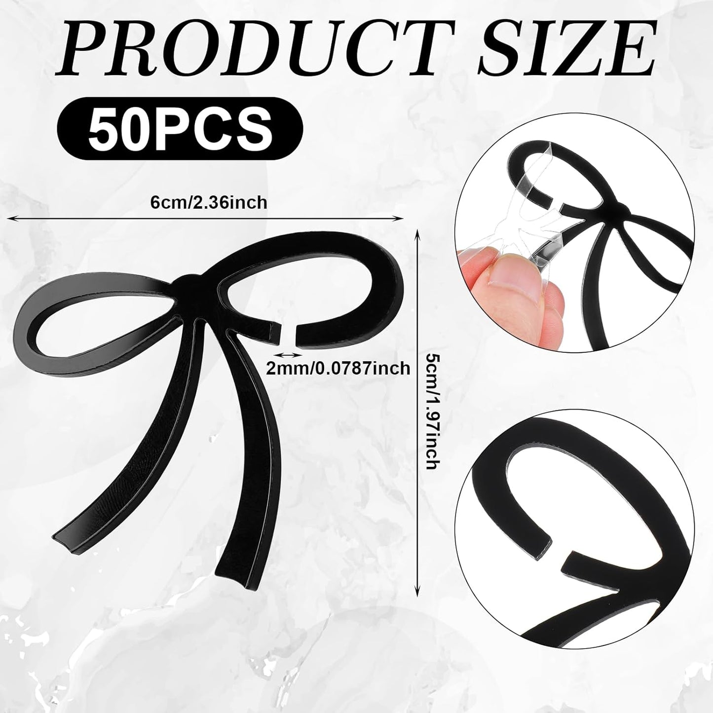 50 Pcs Bows Drink Tags Coquette Bow Wine Glass Charms Acrylic Bowknot Drink Tag for Bachelorette Birthday Wedding Coquette Tasting Party Decor Accessory (Black)