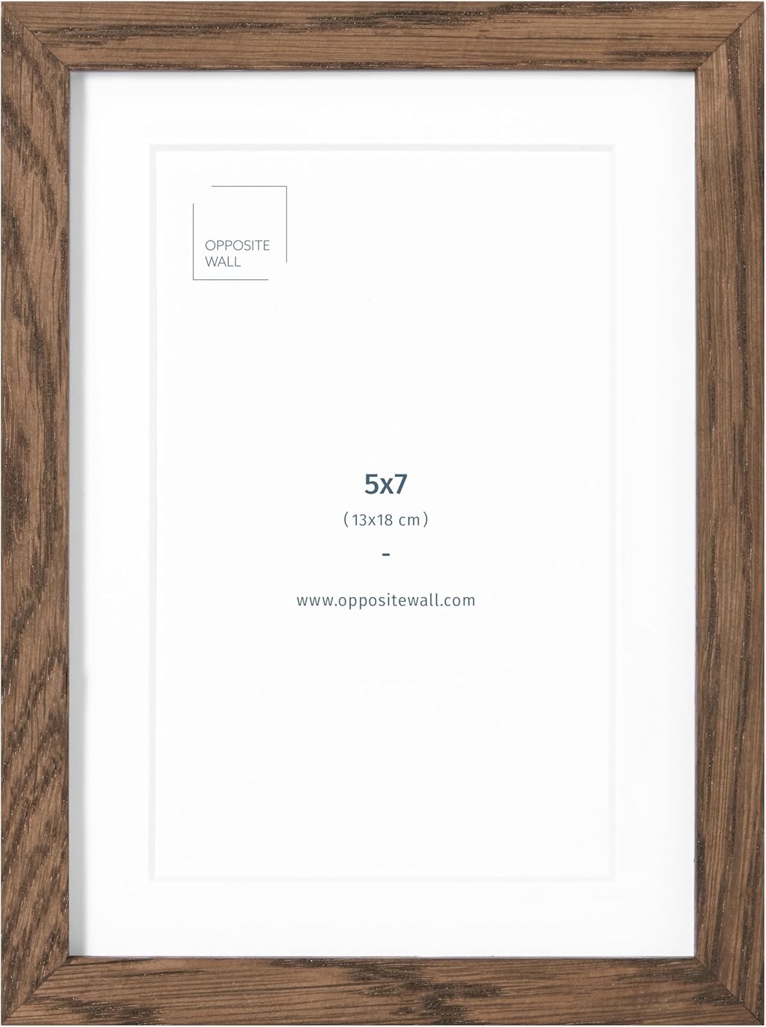 Opposite Wall - 5x7 in - Dark Solid Oak Wood Picture Frames with Mat - Wall Hanging & Tabletop Photo Frame - Pictures Display 4x6 with Mat, 5x7 without - Office, Gallery & Home Decor