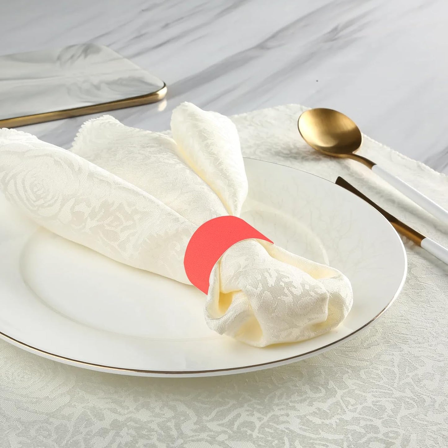 Germiwipe Paper Napkin Band Box of 500,Napkin Rings Self Adhesive,Silverware Wraps Bands (Red, Red-500pcs)