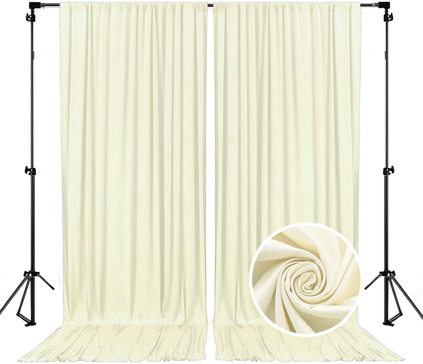 10 x 7 Feet Ivory Backdrop Curtain for Partie, Background Curtains for Photoshoot, Birthday, Wedding, Halloween, Thanksgiving, Christmas, New Year Party Decorations 5Ft x 7Ft, 2 Panels
