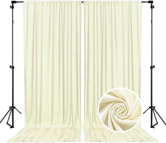 10 x 7 Feet Ivory Backdrop Curtain for Partie, Background Curtains for Photoshoot, Birthday, Wedding, Halloween, Thanksgiving, Christmas, New Year Party Decorations 5Ft x 7Ft, 2 Panels