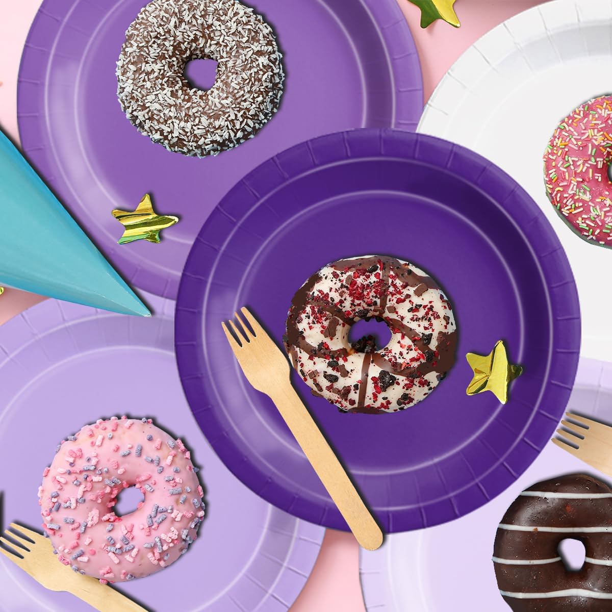 CMUSKO Lavender Party Supplies-60Pcs Purple Plates and Napkins Kit Gradient Light Purple Tableware for Birthday,Baby Shower,Wedding