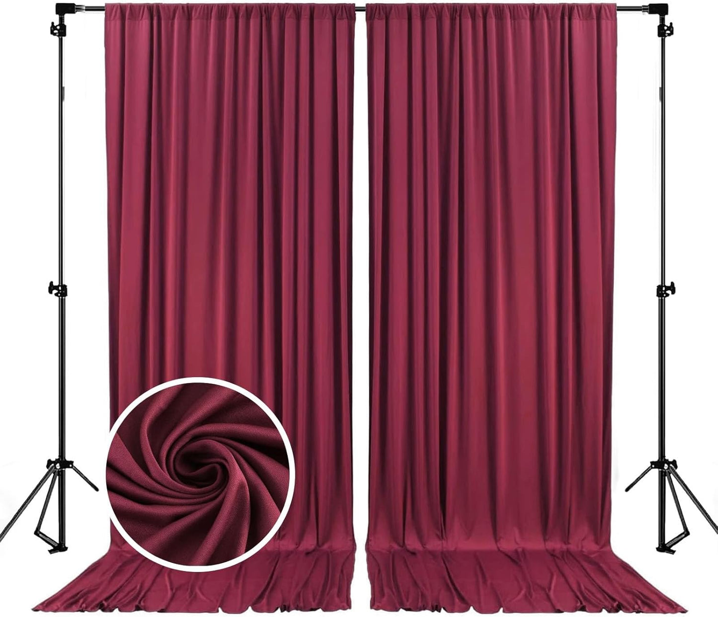 10 x 7 Feet Burgundy Backdrop Curtain for Partie, Background Curtains for Photoshoot, Birthday, Wedding, Halloween, Thanksgiving, Christmas, New Year Party Decorations 5Ft x 7Ft, 2 Panels