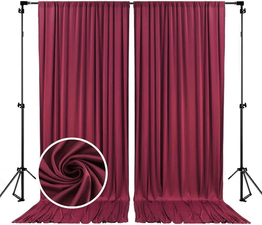 10 x 7 Feet Burgundy Backdrop Curtain for Partie, Background Curtains for Photoshoot, Birthday, Wedding, Halloween, Thanksgiving, Christmas, New Year Party Decorations 5Ft x 7Ft, 2 Panels