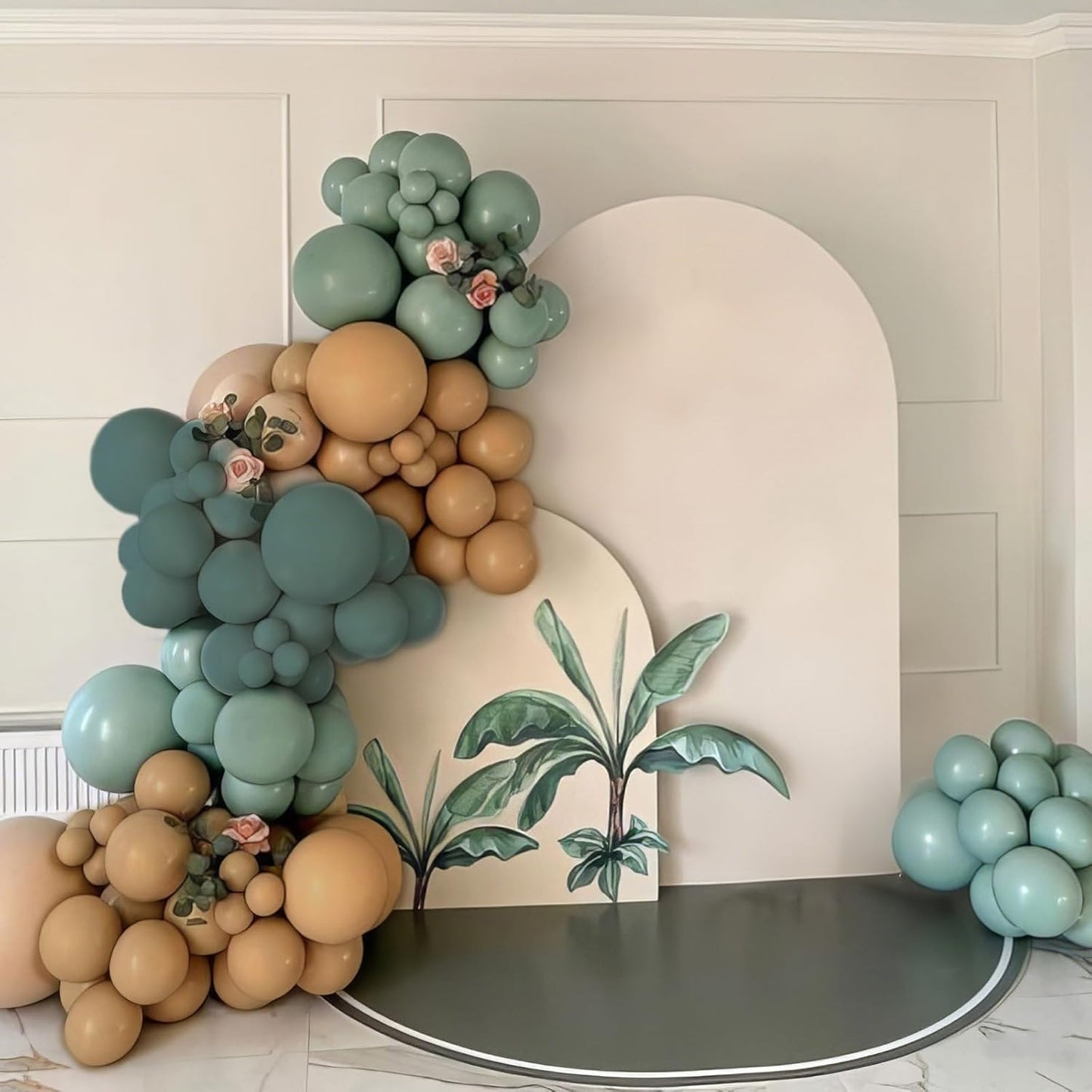 Green Giraffe Balloons, 50Pcs 12 Inches Dark Olive Green Metallic Gold Animal Print Giraffe Balloons for Boys Baby Shower Forest Woodland Birthday Wild Party Decorations