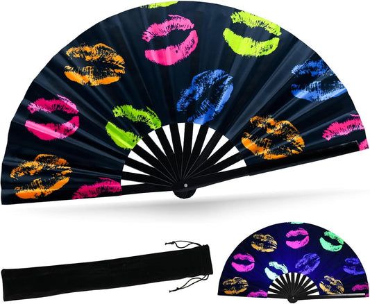 SYNTECSO Hand Fans for Women Foldable, Boots on The Ground Fan, Rave Fan for Drag Queen, Women and Men，Fans for Line Dancing, Parties, Music Festivals, EDM and Decoration
