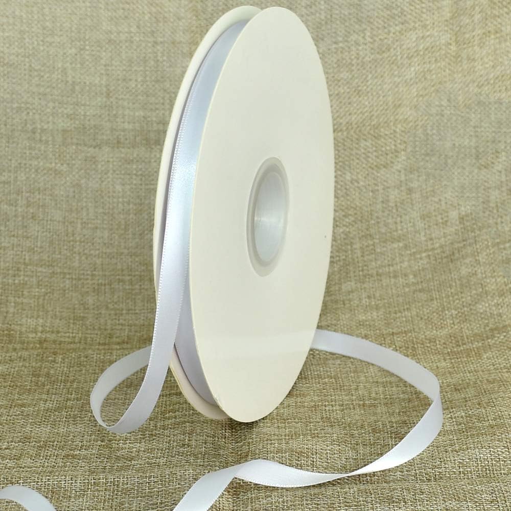 TONIFUL 3/8 Inch x 100yds White Satin Ribbon Thin Solid Fabric Ribbons Roll for Gift Wrapping Hair Balloons Party Wedding Popsicles Decoration Valentine's Day Bouquet Halloween Christmas