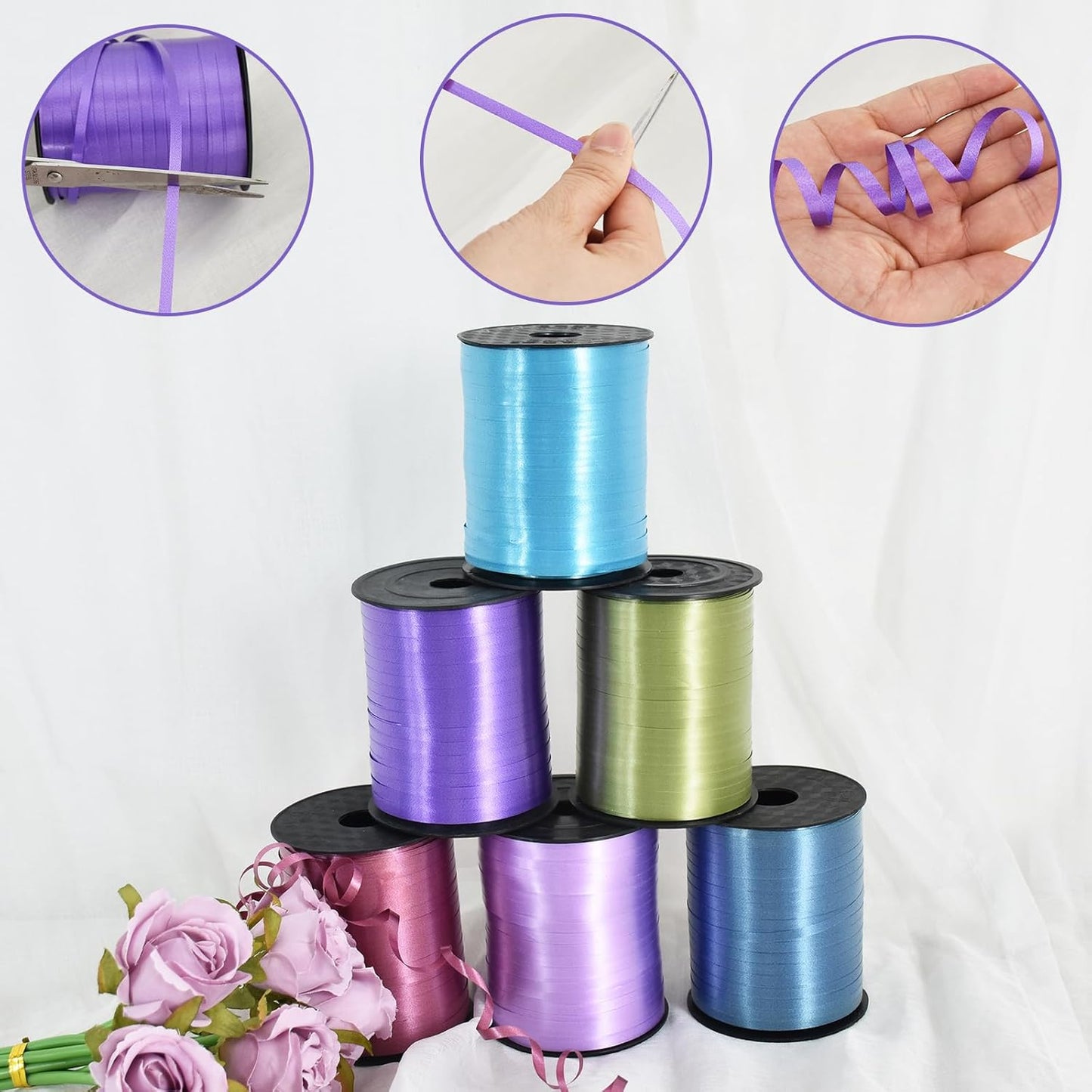 TONIFUL 500 Yards Curling Ribbon-Balloon Ribbon-Balloon String for Art&Craft Decor,Gift Wrapping,Ribbons and Bows for Christmas New Year Birthday Gifts Graduation Supplies (Deep Purple)