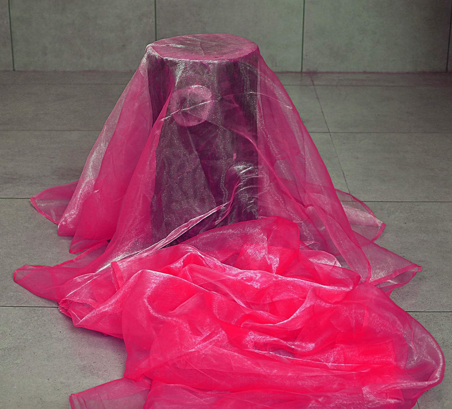 VDS Magenta Organza Fabric, 75 Yards Continuous, 45” Wide, Wedding Party Decoration Iridescent Crystal Sheer Shiny Organza Tulle Bridal Dress DIY Crafts Costume Sewing Backdrop Arch Cloth