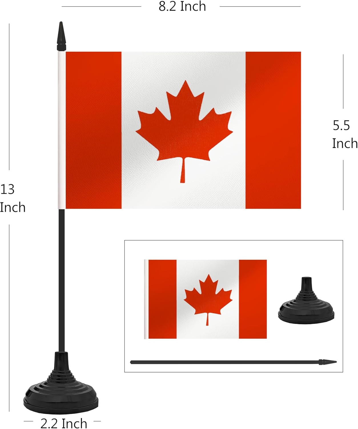 12 Pack Canada Desk Flag Set, Canadian Table Office Flag, Small Miniature Desktop Flag With Black Pole and Black Base, Classroom, Offices Meeting Desk Decoration (Canada)