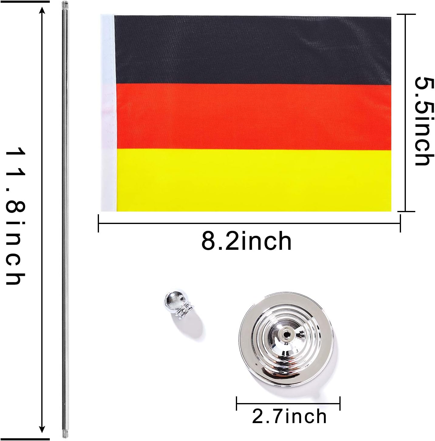 ZXvZYT 2 Pack Germany flag German Table Flag Small Mini German Desk Flags With Stand Base,International Festival Events Celebration Decorate,Home office Decorations