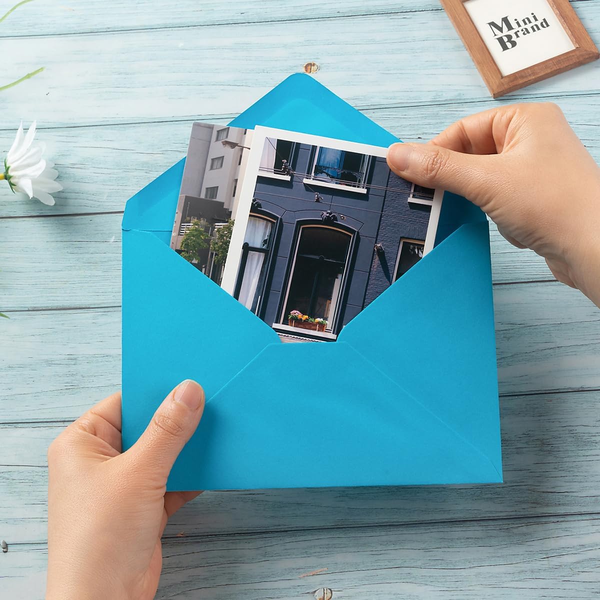 50 Pack Colored A6 Invitation Envelopes 4x6 with Gold Stickers for Cards and Invitations, 5 Colors (Blue, 6 1/2 x 4 3/4 inches)