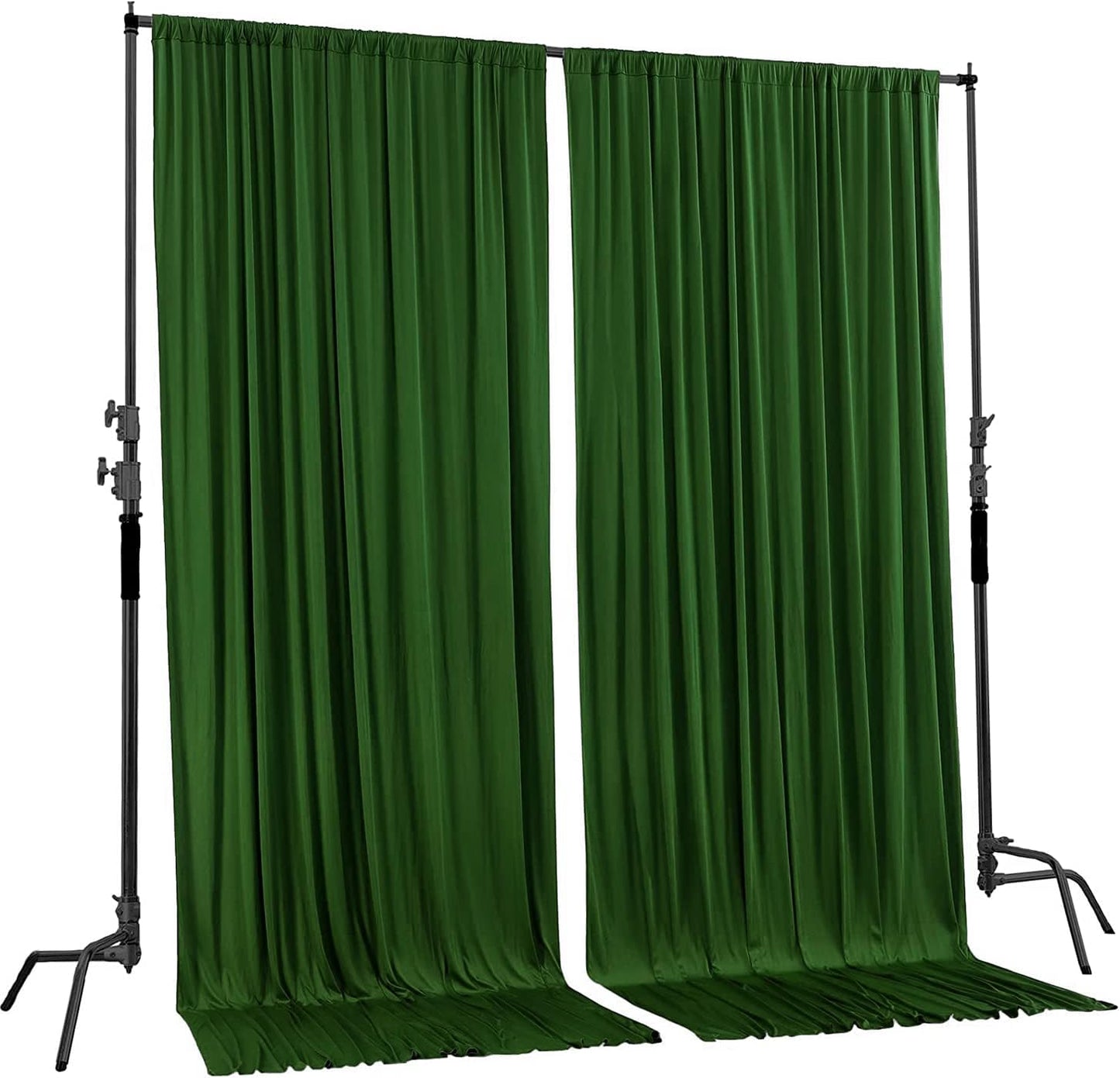 AK TRADING CO. 10 feet x 10 feet Valley Green Polyester Backdrop Drapes Curtains Panels with Rod Pockets - Wedding Ceremony Party Home Window Decorations