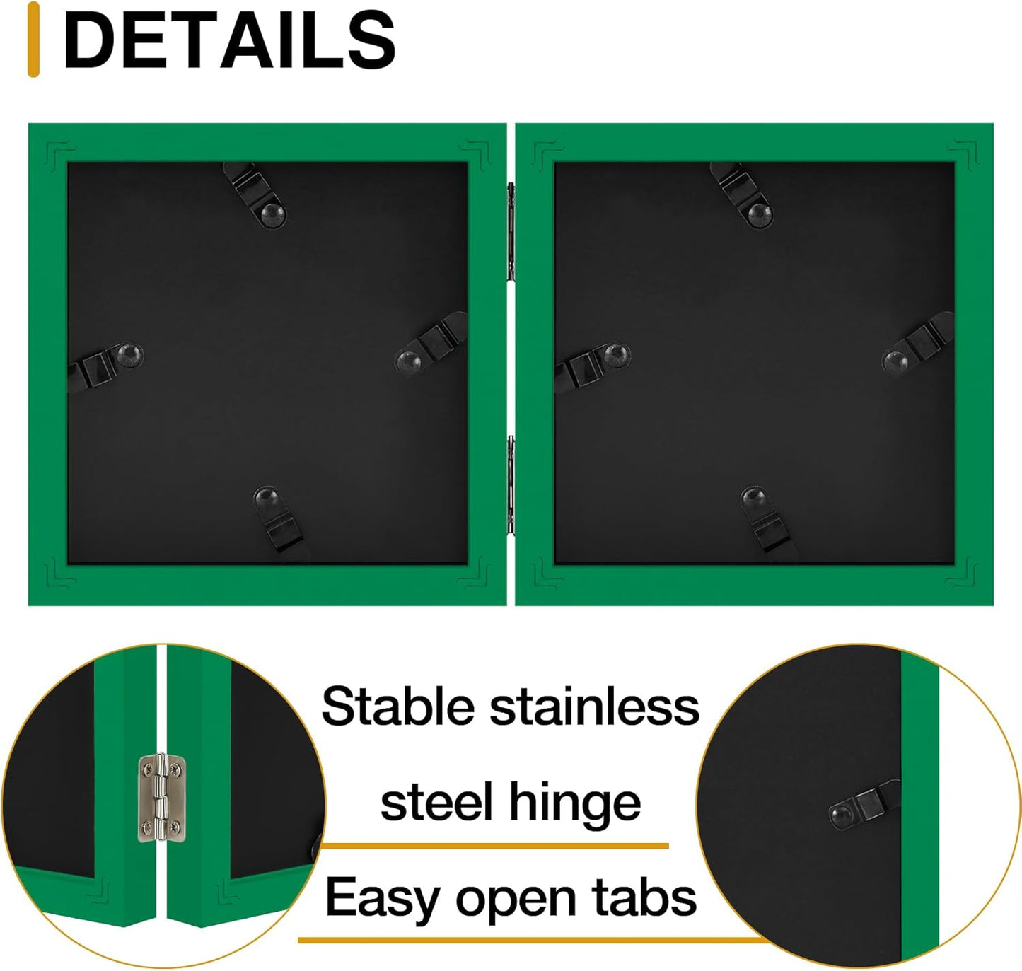 decorUhome Double 4x4 Picture Frame Vertical, Engineered Wood Bifold Photo Frame with Plexiglass for Tabletop Display, 4x4, Green