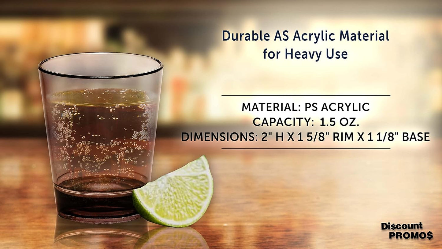 DISCOUNT PROMOS Translucent Plastic Shot Glasses 1.5 oz. Set of 10, Bulk Pack - Acrylic, Great for Wedding, Party, Birthday, Gifts - Charcoal