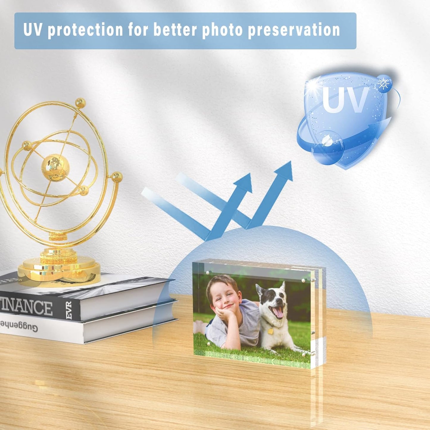 HELPLEX Acrylic Frame, 5 Pack 3.5x5 Acrylic Picture Frames, 20mm Thicker Frameless Clear Frame Double Sided Magnetic Frame, Free Standing Desktop Display Stand Acrylic Frames, 3.5x5(5 PACK)