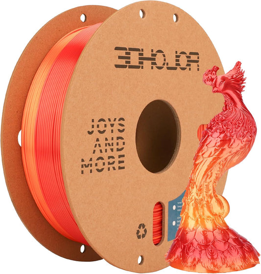 Silk PLA 3D Printer Filament 1.75mm Silk Shiny Fast Gradient Color Change Rainbow Multicolor PLA Filament 1kg (2.2lbs) /Spool for FDM 3D Printers-Fiery Rose