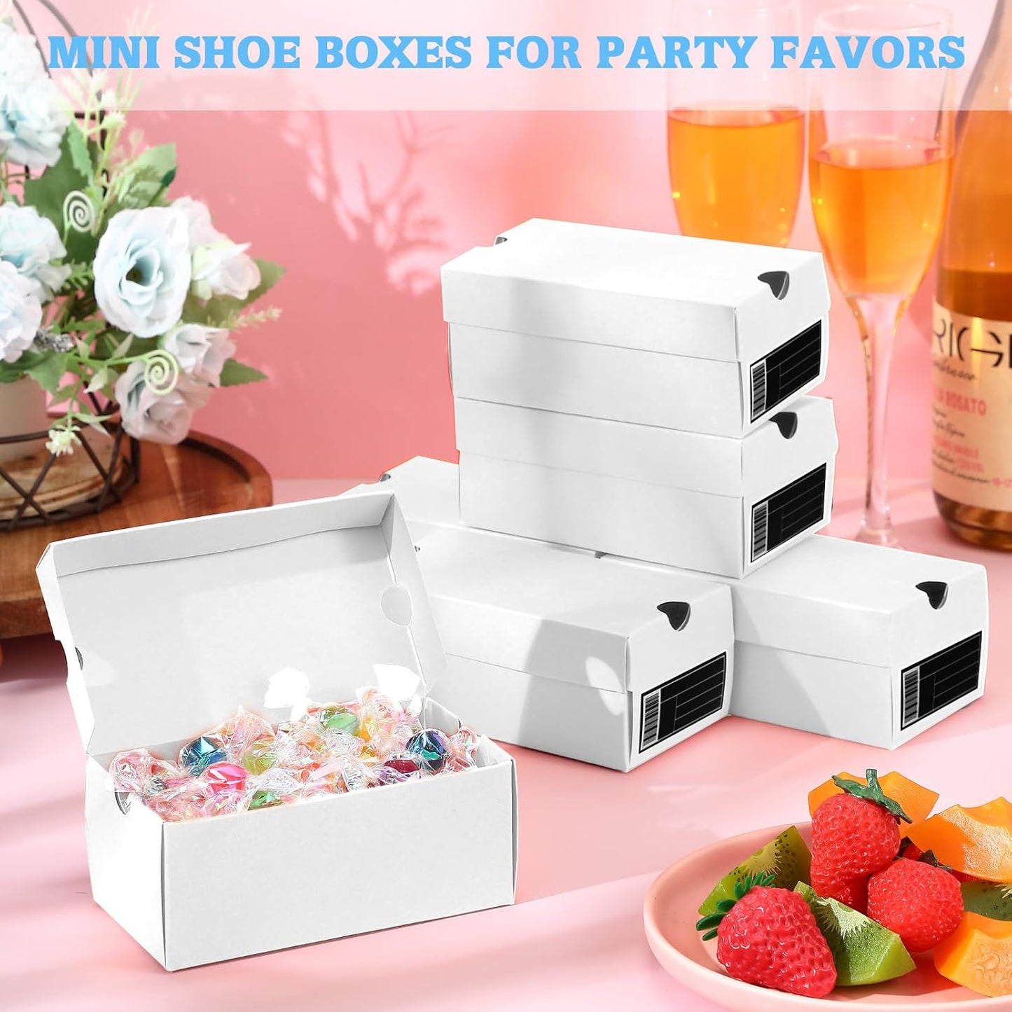 12 Sets Mini Shoe Gifts Boxes for Party Favors 4.7 x 2.5 x 2 Inch Sports Mini Sneaker Box with Editable Label for Candies Cookies Snacks(White,4.7 x 2.5 x 2 Inches)