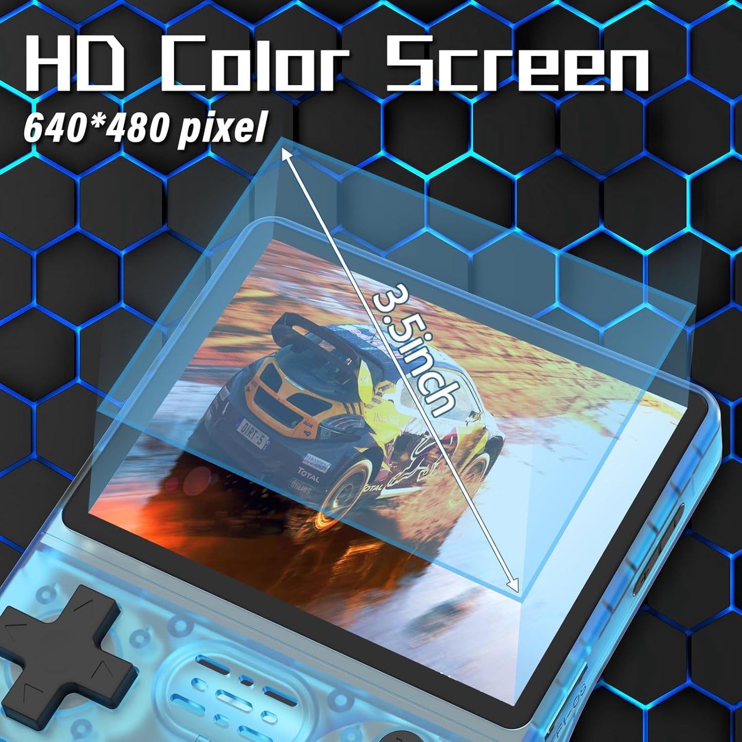 FVBADE [30000 in 1] R40S PRO Handheld Game Console 3.5 inch IPS Screen Mini Retro Console 3800mAh Portable Pocket Arcade 12+ Mainstream Emulator 256G TF Card Transparent(Blue)