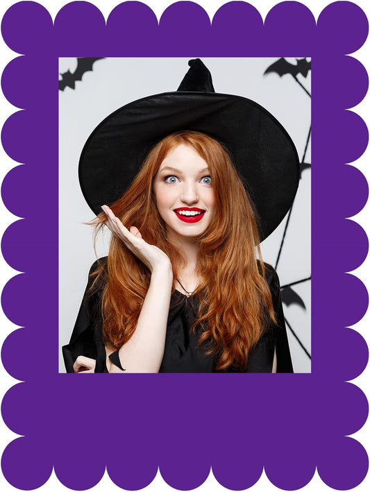 32 x 24 Inch Large Blank DIY Photo Booth Props Picture Frame Party Frame DIY Photo Booth Props Selfie for Halloween Christmas Birthday, Holiday Party(Purple,Scalloped)